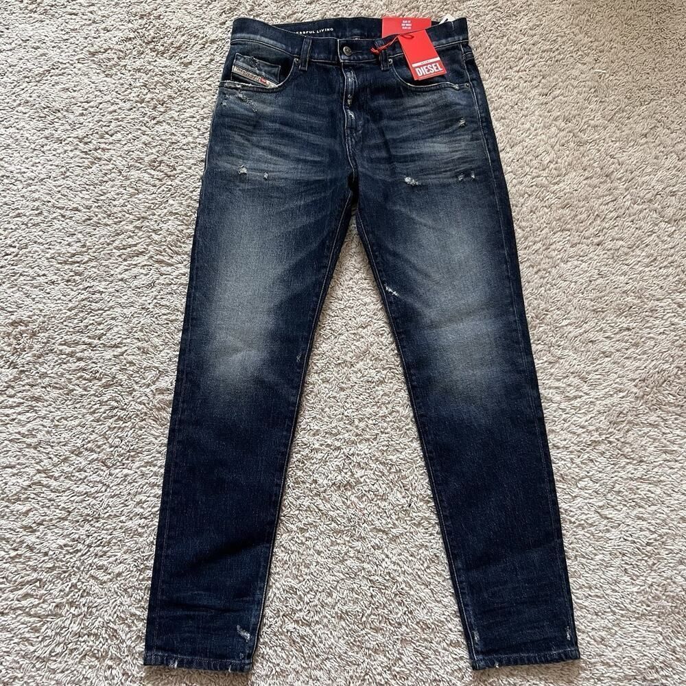 Diesel Mens Jeans 2019 D-Strukt Slim Leg Dark Wash Blue Size 30x30 AO3562 NWT